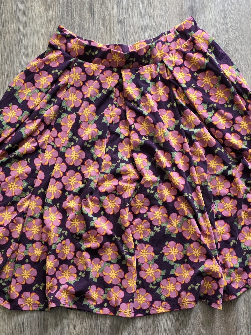Floral Circle Skirt in Purple with Pink & Yellow Flowers